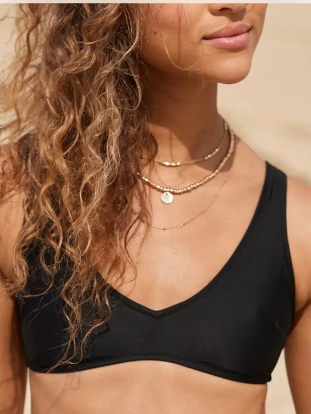 NWT Aerie Voop Plunge Bikini Top Women XL Black Minimalist Versatile